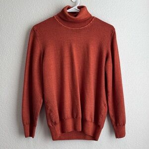 L.B.M 1911 Italian 100% Virgin Wool Turtleneck Sweater Red Orange Rust